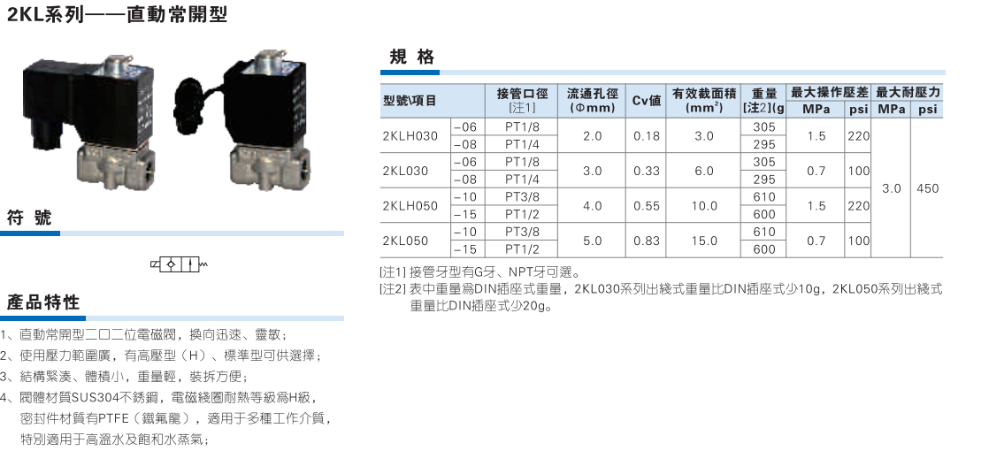 2KL030 050 直动式耐高温电磁阀